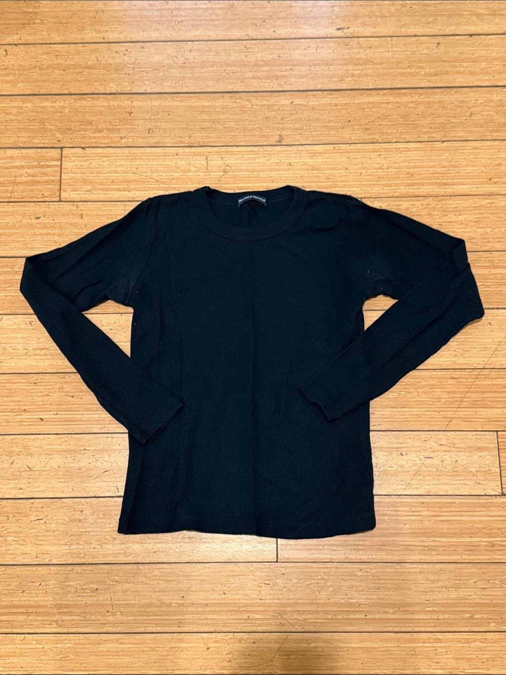Brandy Melville Black Thermal knit  Long Sleeve Top